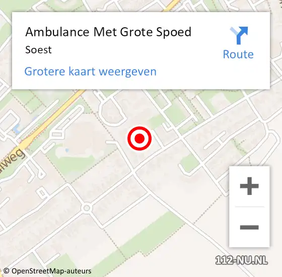 Locatie op kaart van de 112 melding: Ambulance Met Grote Spoed Naar Soest op 22 mei 2024 05:13