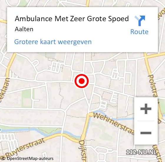 Locatie op kaart van de 112 melding: Ambulance Met Zeer Grote Spoed Naar Aalten op 22 mei 2024 06:57