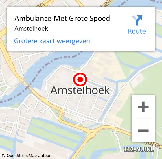 Locatie op kaart van de 112 melding: Ambulance Met Grote Spoed Naar Amstelhoek op 22 mei 2024 07:26