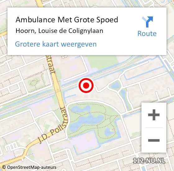 Locatie op kaart van de 112 melding: Ambulance Met Grote Spoed Naar Hoorn, Louise de Colignylaan op 22 mei 2024 07:30