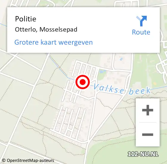 Locatie op kaart van de 112 melding: Politie Otterlo, Mosselsepad op 22 mei 2024 07:55