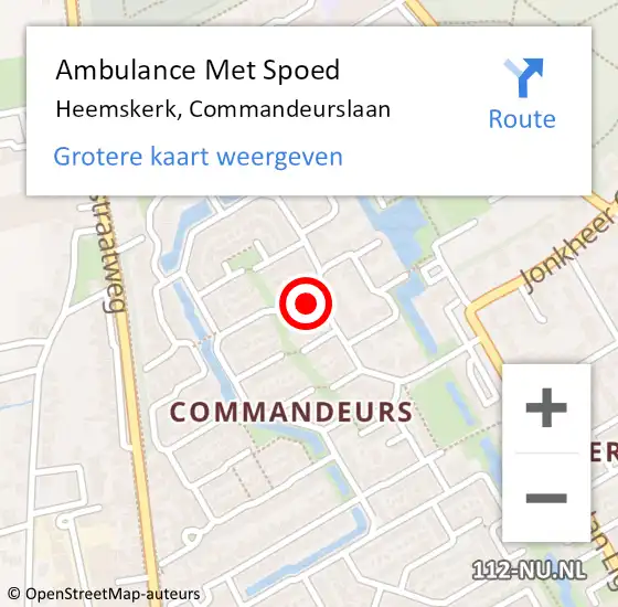 Locatie op kaart van de 112 melding: Ambulance Met Spoed Naar Heemskerk, Commandeurslaan op 22 mei 2024 08:37