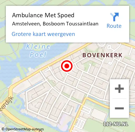 Locatie op kaart van de 112 melding: Ambulance Met Spoed Naar Amstelveen, Bosboom Toussaintlaan op 22 mei 2024 08:37