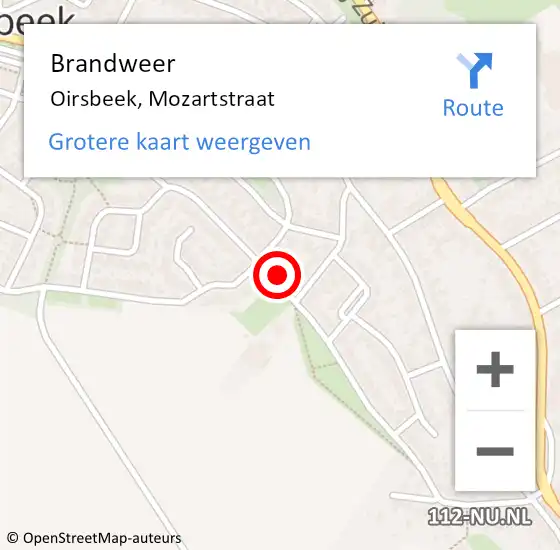 Locatie op kaart van de 112 melding: Brandweer Oirsbeek, Mozartstraat op 6 oktober 2014 18:32