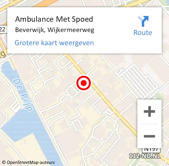 Locatie op kaart van de 112 melding: Ambulance Met Spoed Naar Beverwijk, Wijkermeerweg op 22 mei 2024 08:46