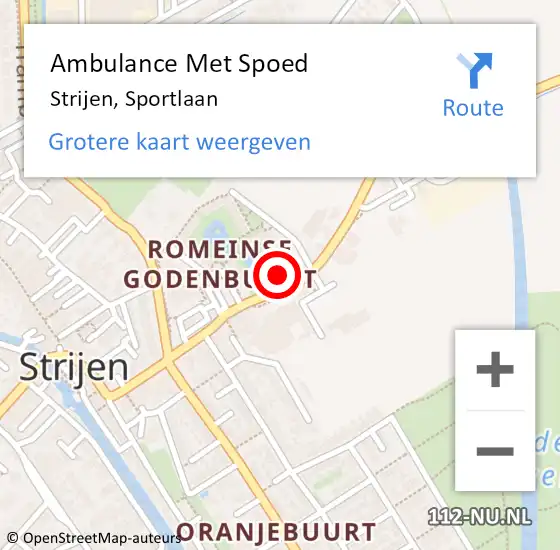 Locatie op kaart van de 112 melding: Ambulance Met Spoed Naar Strijen, Sportlaan op 22 mei 2024 08:50