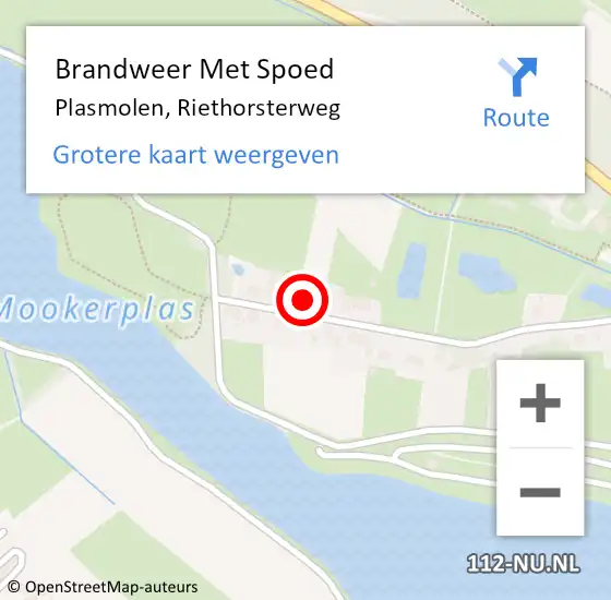 Locatie op kaart van de 112 melding: Brandweer Met Spoed Naar Plasmolen, Riethorsterweg op 22 mei 2024 08:51