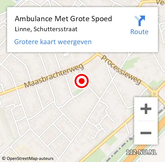 Locatie op kaart van de 112 melding: Ambulance Met Grote Spoed Naar Linne, Schuttersstraat op 22 mei 2024 08:55