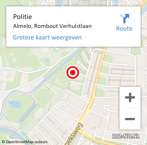 Locatie op kaart van de 112 melding: Politie Almelo, Rombout Verhulstlaan op 22 mei 2024 09:08