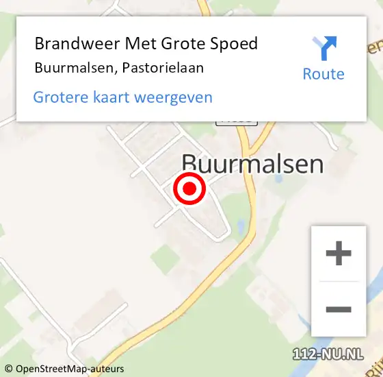 Locatie op kaart van de 112 melding: Brandweer Met Grote Spoed Naar Buurmalsen, Pastorielaan op 22 mei 2024 09:14