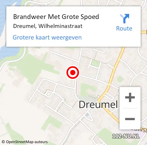 Locatie op kaart van de 112 melding: Brandweer Met Grote Spoed Naar Dreumel, Wilhelminastraat op 22 mei 2024 09:24