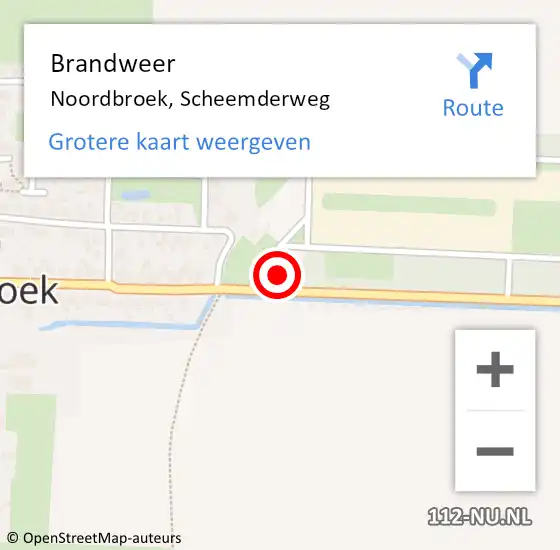 Locatie op kaart van de 112 melding: Brandweer Noordbroek, Scheemderweg op 22 mei 2024 09:30