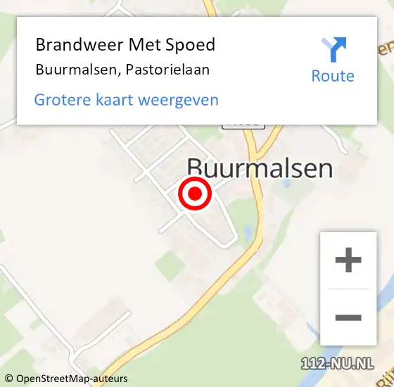 Locatie op kaart van de 112 melding: Brandweer Met Spoed Naar Buurmalsen, Pastorielaan op 22 mei 2024 09:33