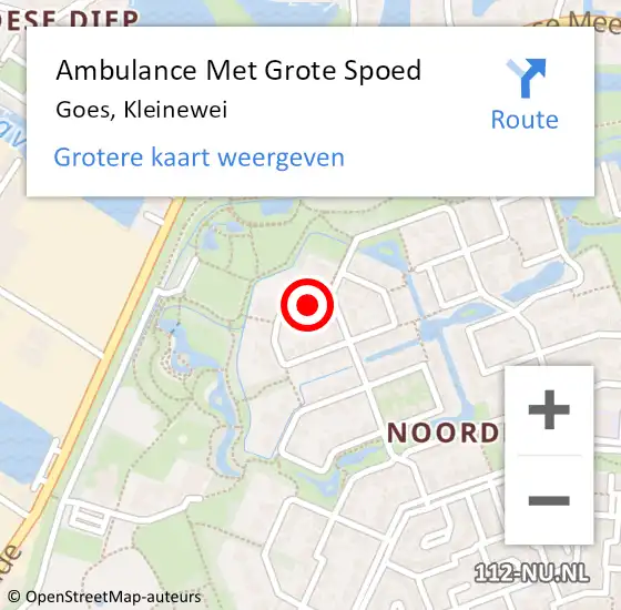 Locatie op kaart van de 112 melding: Ambulance Met Grote Spoed Naar Goes, Kleinewei op 6 oktober 2014 18:36