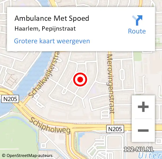 Locatie op kaart van de 112 melding: Ambulance Met Spoed Naar Haarlem, Pepijnstraat op 22 mei 2024 09:39