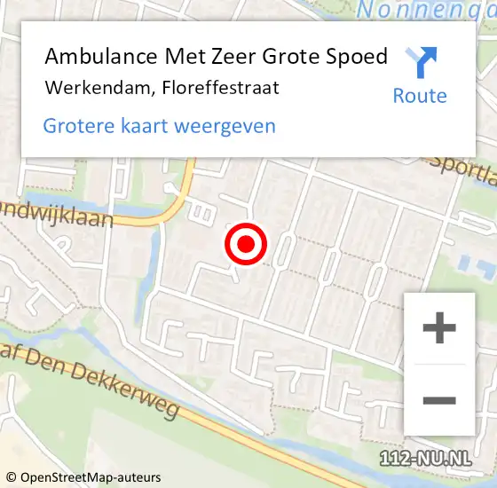 Locatie op kaart van de 112 melding: Ambulance Met Zeer Grote Spoed Naar Werkendam, Floreffestraat op 22 mei 2024 09:44