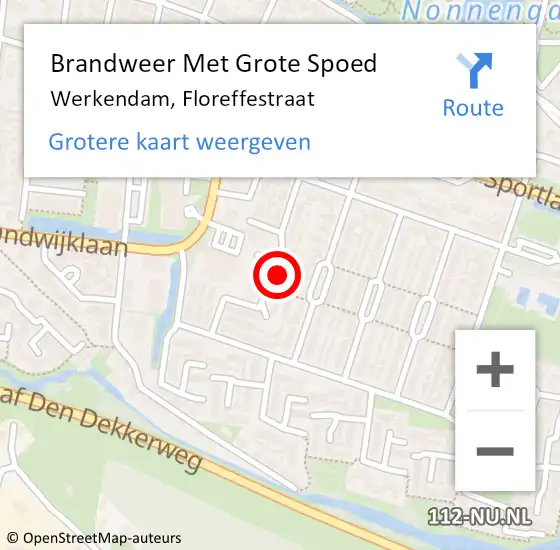 Locatie op kaart van de 112 melding: Brandweer Met Grote Spoed Naar Werkendam, Floreffestraat op 22 mei 2024 09:44