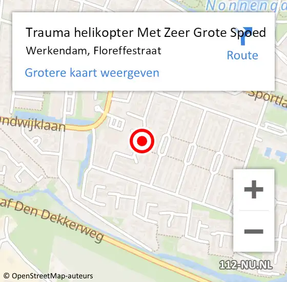 Locatie op kaart van de 112 melding: Trauma helikopter Met Zeer Grote Spoed Naar Werkendam, Floreffestraat op 22 mei 2024 09:45