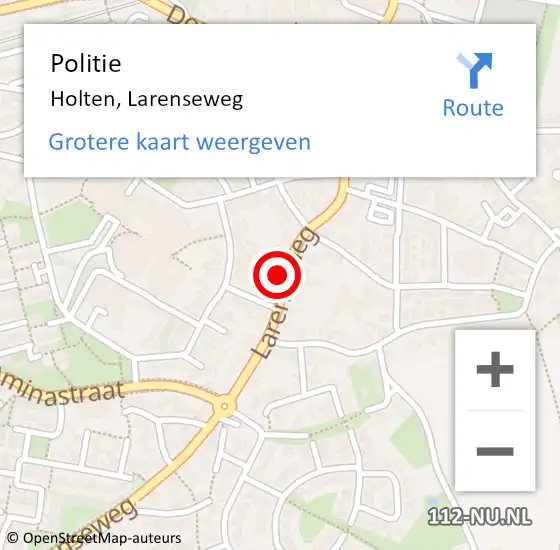 Locatie op kaart van de 112 melding: Politie Holten, Larenseweg op 22 mei 2024 09:45