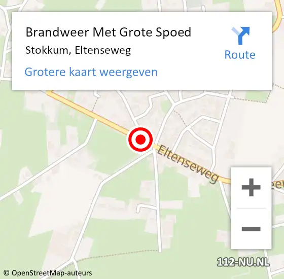 Locatie op kaart van de 112 melding: Brandweer Met Grote Spoed Naar Stokkum, Eltenseweg op 22 mei 2024 10:01