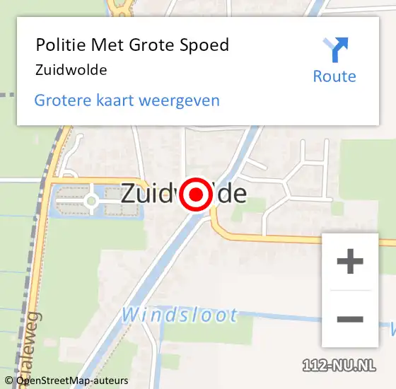 Locatie op kaart van de 112 melding: Politie Met Grote Spoed Naar Zuidwolde op 22 mei 2024 10:08