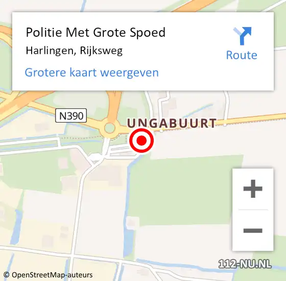 Locatie op kaart van de 112 melding: Politie Met Grote Spoed Naar Harlingen, Rijksweg op 22 mei 2024 10:16