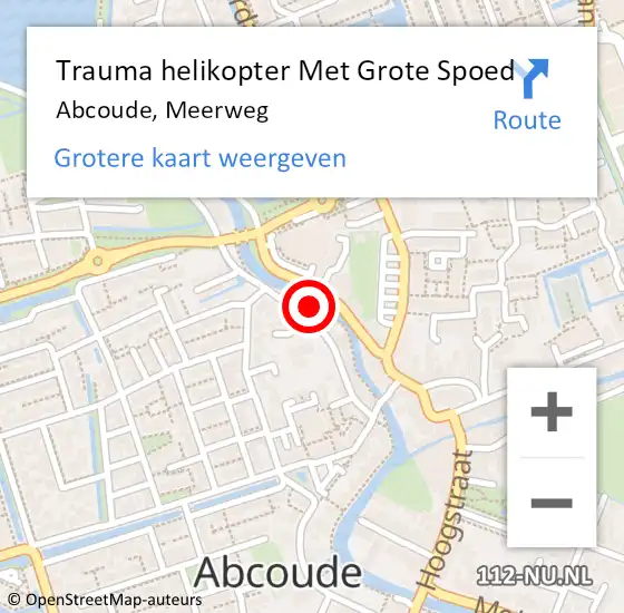Locatie op kaart van de 112 melding: Trauma helikopter Met Grote Spoed Naar Abcoude, Meerweg op 22 mei 2024 10:18