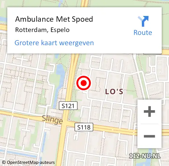 Locatie op kaart van de 112 melding: Ambulance Met Spoed Naar Rotterdam, Espelo op 22 mei 2024 10:20