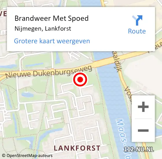 Locatie op kaart van de 112 melding: Brandweer Met Spoed Naar Nijmegen, Lankforst op 22 mei 2024 10:29