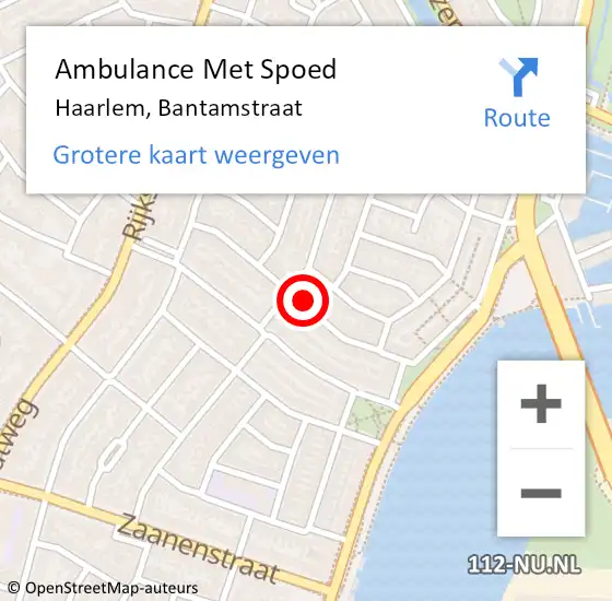 Locatie op kaart van de 112 melding: Ambulance Met Spoed Naar Haarlem, Bantamstraat op 22 mei 2024 10:29