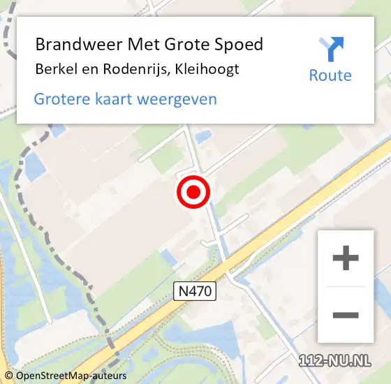 Locatie op kaart van de 112 melding: Brandweer Met Grote Spoed Naar Berkel en Rodenrijs, Kleihoogt op 22 mei 2024 10:29