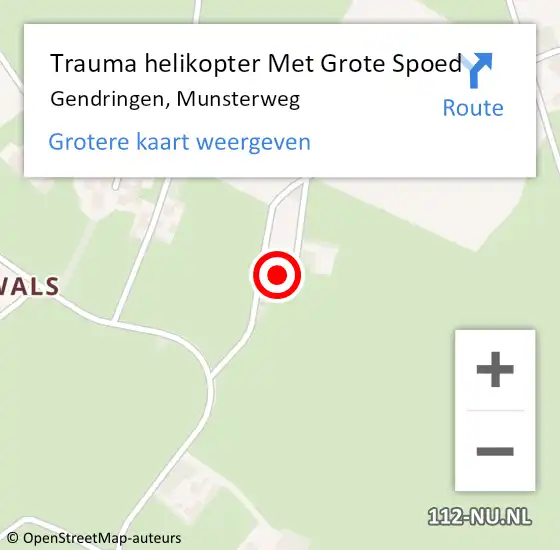 Locatie op kaart van de 112 melding: Trauma helikopter Met Grote Spoed Naar Gendringen, Munsterweg op 22 mei 2024 10:32