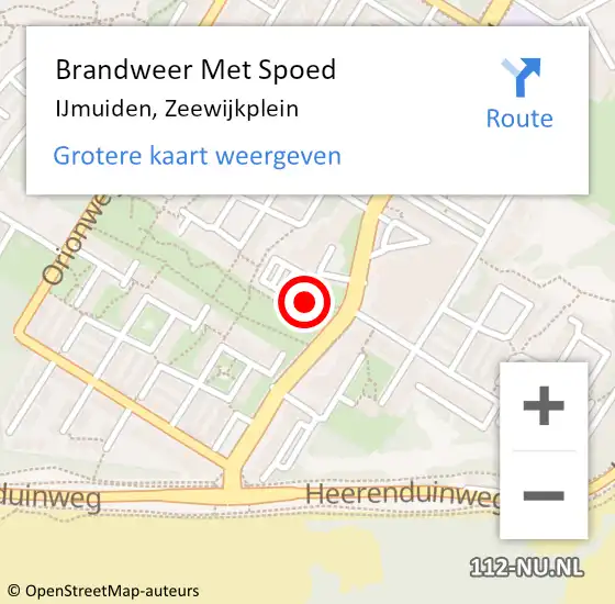 Locatie op kaart van de 112 melding: Brandweer Met Spoed Naar IJmuiden, Zeewijkplein op 22 mei 2024 11:01