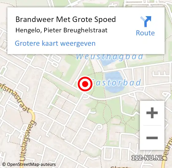 Locatie op kaart van de 112 melding: Brandweer Met Grote Spoed Naar Hengelo, Pieter Breughelstraat op 22 mei 2024 11:03