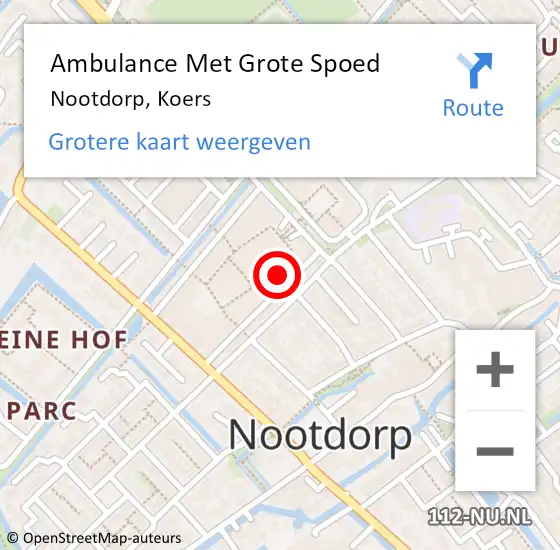 Locatie op kaart van de 112 melding: Ambulance Met Grote Spoed Naar Nootdorp, Koers op 22 mei 2024 11:20