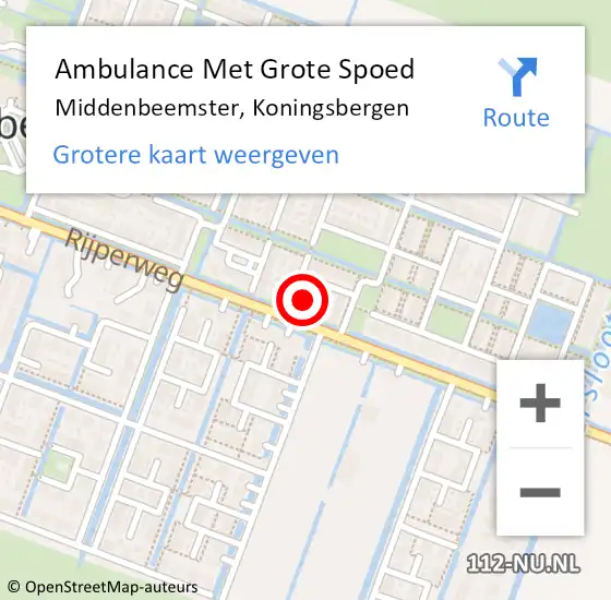 Locatie op kaart van de 112 melding: Ambulance Met Grote Spoed Naar Middenbeemster, Koningsbergen op 22 mei 2024 11:56