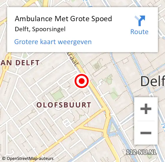 Locatie op kaart van de 112 melding: Ambulance Met Grote Spoed Naar Delft, Spoorsingel op 22 mei 2024 11:56