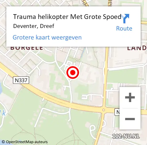 Locatie op kaart van de 112 melding: Trauma helikopter Met Grote Spoed Naar Deventer, Dreef op 22 mei 2024 11:58