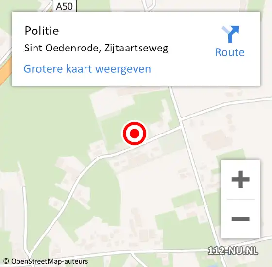 Locatie op kaart van de 112 melding: Politie Sint Oedenrode, Zijtaartseweg op 22 mei 2024 12:06