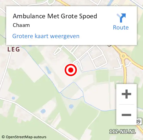 Locatie op kaart van de 112 melding: Ambulance Met Grote Spoed Naar Chaam op 22 mei 2024 12:10