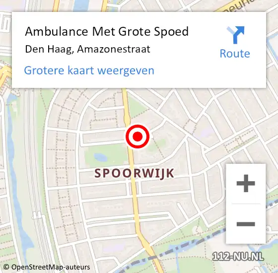 Locatie op kaart van de 112 melding: Ambulance Met Grote Spoed Naar Den Haag, Amazonestraat op 22 mei 2024 12:17