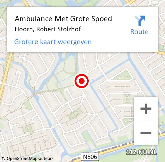 Locatie op kaart van de 112 melding: Ambulance Met Grote Spoed Naar Hoorn, Robert Stolzhof op 22 mei 2024 12:29