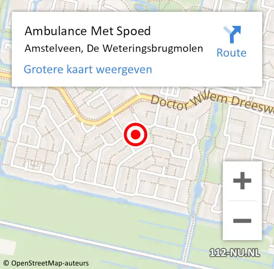 Locatie op kaart van de 112 melding: Ambulance Met Spoed Naar Amstelveen, De Weteringsbrugmolen op 22 mei 2024 12:37