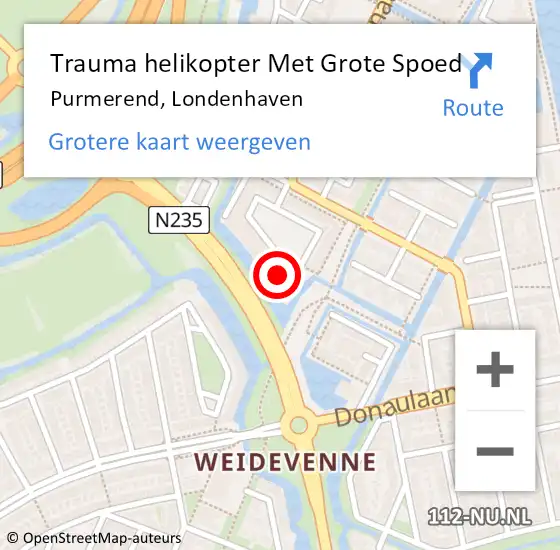 Locatie op kaart van de 112 melding: Trauma helikopter Met Grote Spoed Naar Purmerend, Londenhaven op 22 mei 2024 12:39