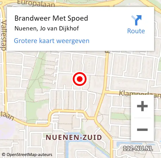 Locatie op kaart van de 112 melding: Brandweer Met Spoed Naar Nuenen, Jo van Dijkhof op 22 mei 2024 12:51