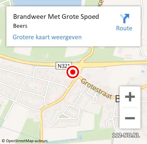 Locatie op kaart van de 112 melding: Brandweer Met Grote Spoed Naar Beers op 22 mei 2024 12:53