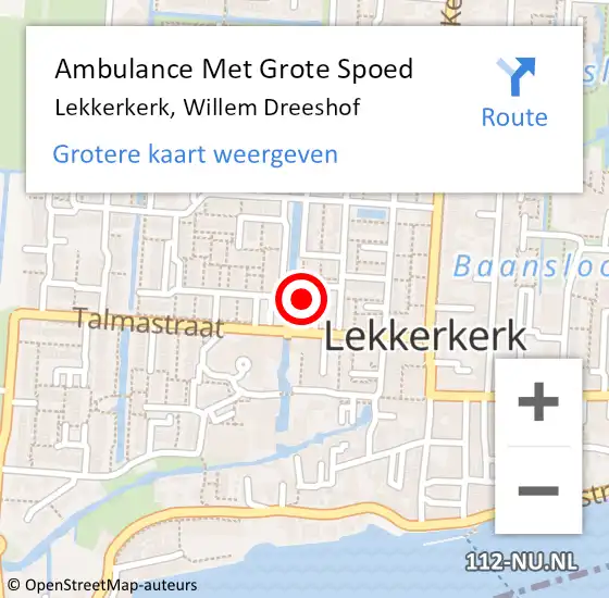Locatie op kaart van de 112 melding: Ambulance Met Grote Spoed Naar Lekkerkerk, Willem Dreeshof op 22 mei 2024 12:54
