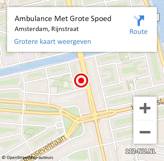 Locatie op kaart van de 112 melding: Ambulance Met Grote Spoed Naar Amsterdam, Rijnstraat op 22 mei 2024 13:09