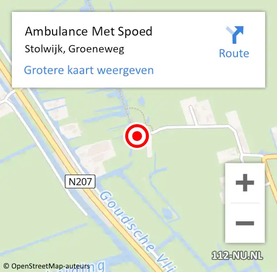 Locatie op kaart van de 112 melding: Ambulance Met Spoed Naar Stolwijk, Groeneweg op 22 mei 2024 13:15