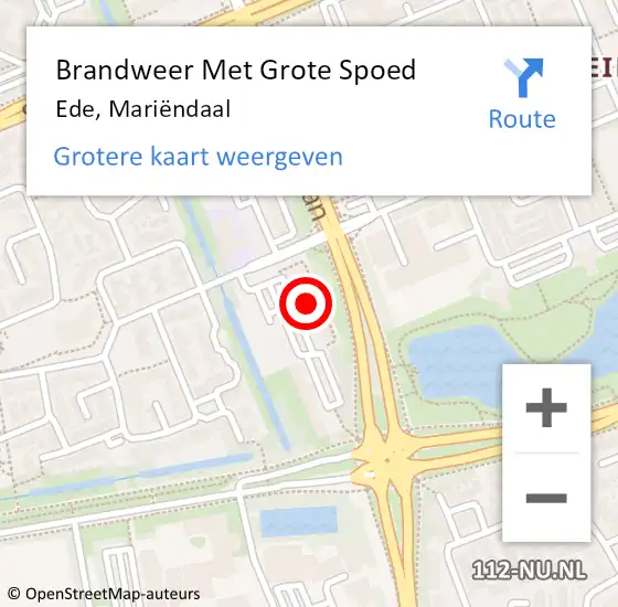 Locatie op kaart van de 112 melding: Brandweer Met Grote Spoed Naar Ede, Mariëndaal op 22 mei 2024 13:23